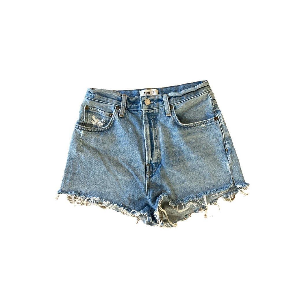 AGOLDE 90's High Rise Cutoff Shorts‎ Sz 26 Blue Button Fly Daisy Dukes